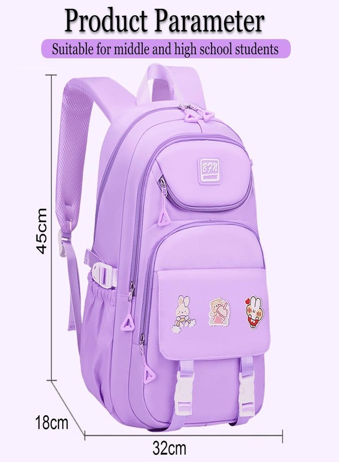 TLISMI Fashionable Korean Style Solid Color Casual Backpack with Anti-theft Pocket Multipurpose Large Capacity Waterproof Kawaii Stylish Lightweight School Bag for Middle-High School & College Girls - Image 3